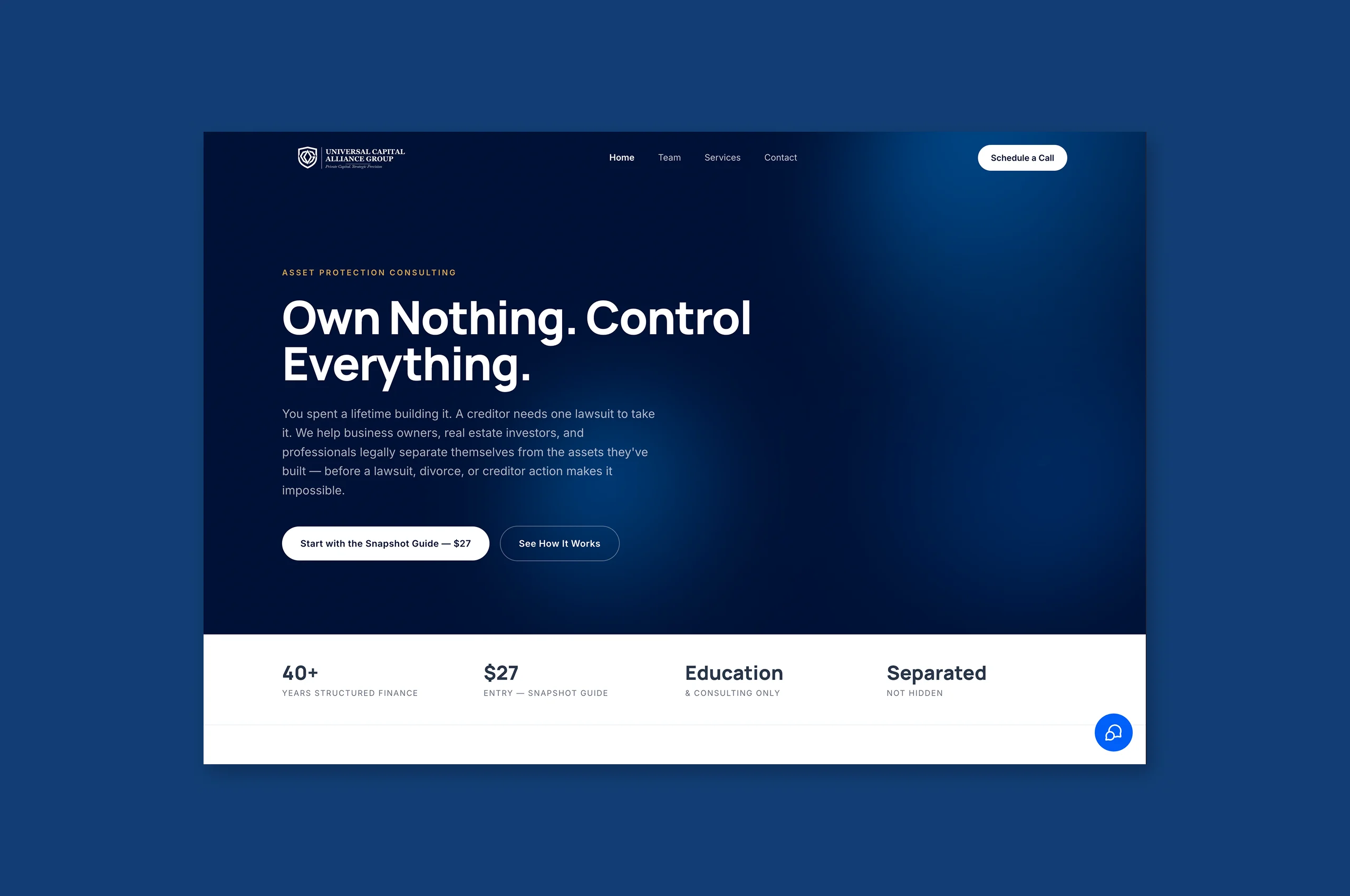 Universal Capital Alliance Group website, a Laravel site connected to GoHighLevel